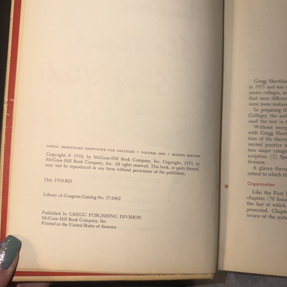 Gregg Shorthand Simplified for Colleges Vol 1 2nd Edition 1958 HC - Picture 6 of 9